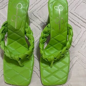 Green Braided Strap Sandals